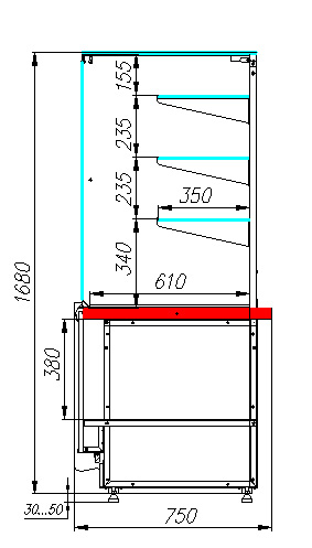 Нейтральная витрина Carboma КС80 N 0,8-11 (башня)