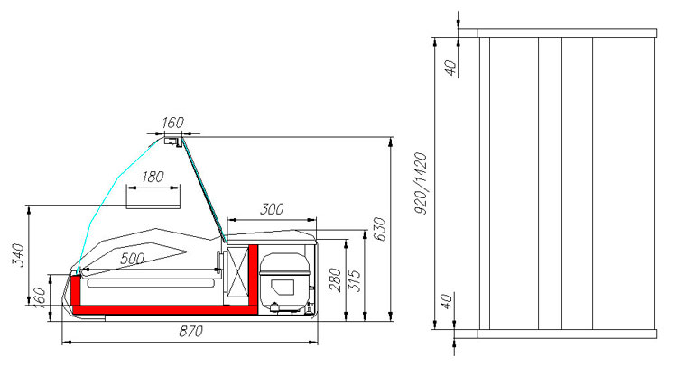 Настольная холодильная витрина Полюс A87 SM 1,0-1 (grеy&wood)
