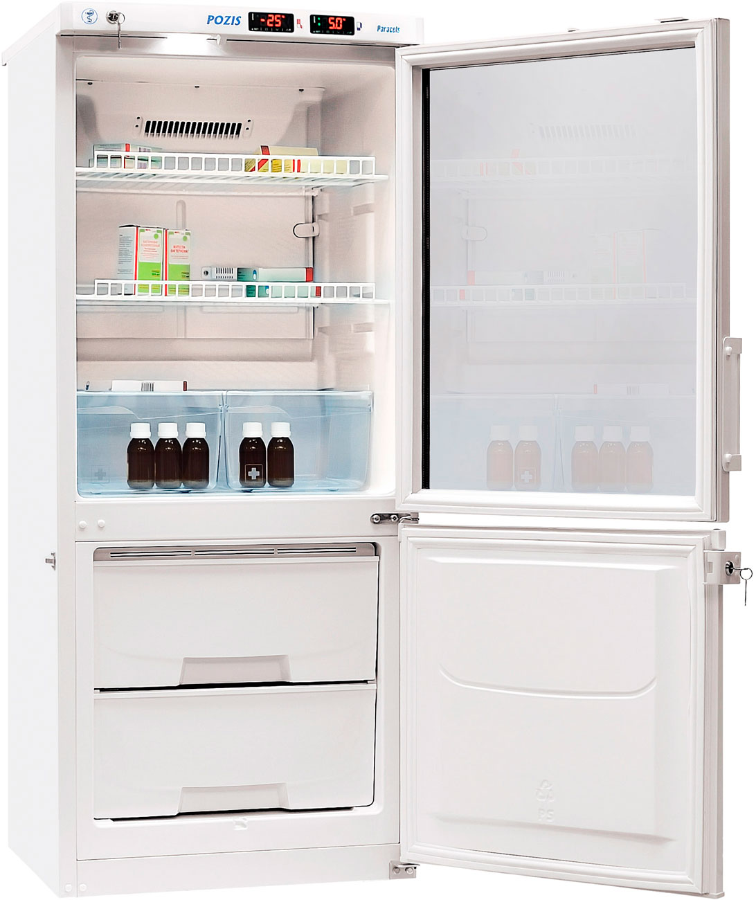 Холодильник комбинированный лабораторный Pozis ХЛ-250 с тонированным стеклом