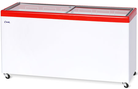 Ларь с прямыми стеклами Снеж МЛП-600 красный