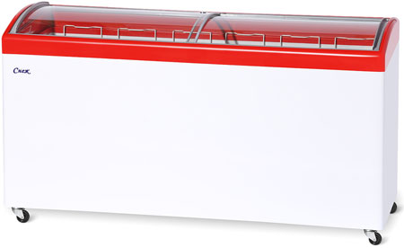 Ларь с гнутыми стеклами Снеж МЛГ-600 красный