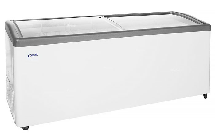 Ларь с гнутыми стеклами Снеж МЛГ-700 серый