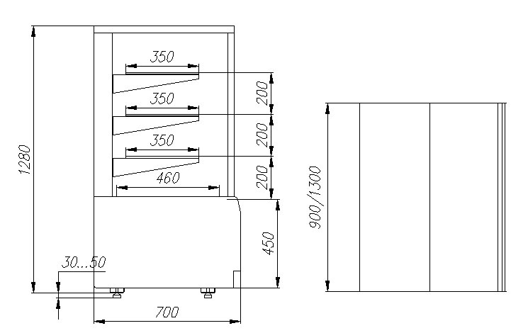Холодильная кондитерская витрина Carboma ВХСв - 1,3д Cube Люкс (техно)