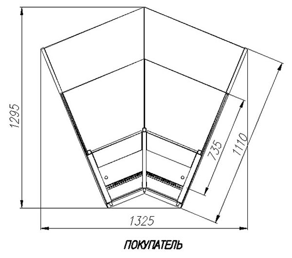 Холодильная витрина Carboma GC110 VM-4 внутренний угол 45°