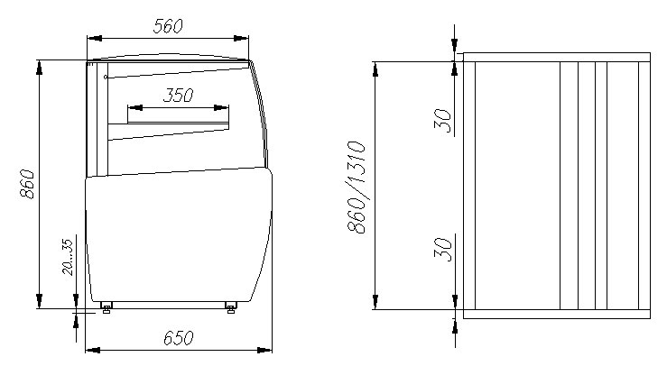Холодильная кондитерская витрина Carboma - ВХСв 1,3д Mini