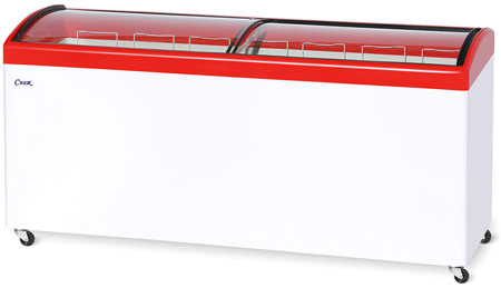 Ларь с гнутыми стеклами Снеж МЛГ-700 красный