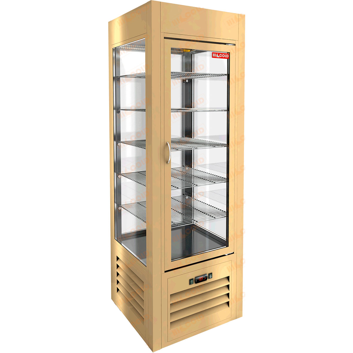 Холодильник с четырехсторонним остеклением Hicold VRC 350 Sh Beige